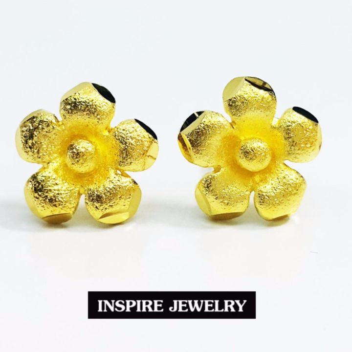 inspire-jewelry-ต่างหูรูปดอกไม้-ขนาด-1x1cm-น่ารักมาก-งานแบบร้านทอง-หุ้มทองแท้-24k-100