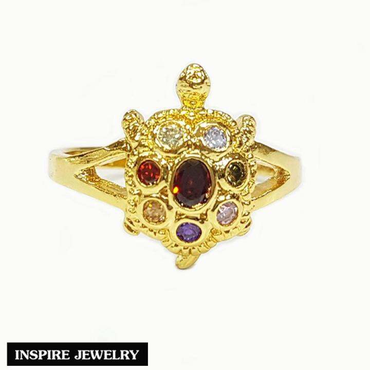 inspire-jewelry-แหวนเต่านพเก้า-ปรับขนาดได้-นำโชค-เสริมดวง-ตัวเรือนหุ้มทองแท้-100-24k