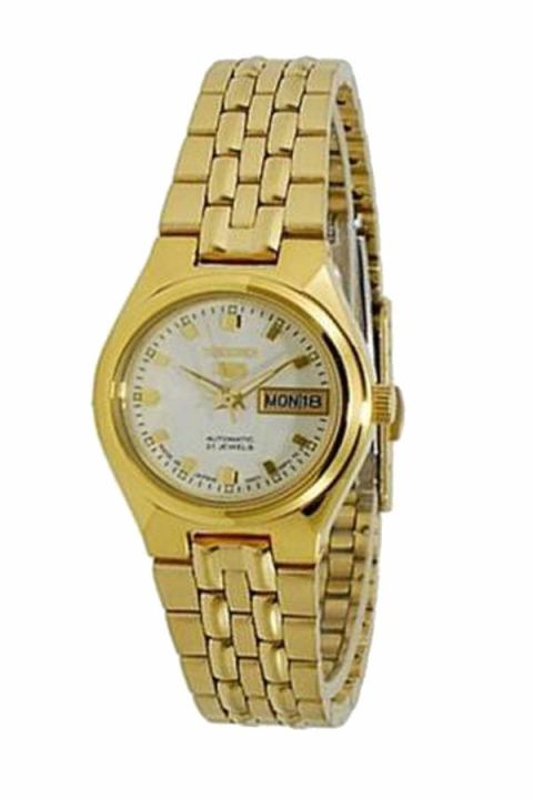 seiko-5-นาฬิกาข้อมือผู้หญิง-สายสเตนเลสสตีล-รุ่น-symk46k1-gold-white