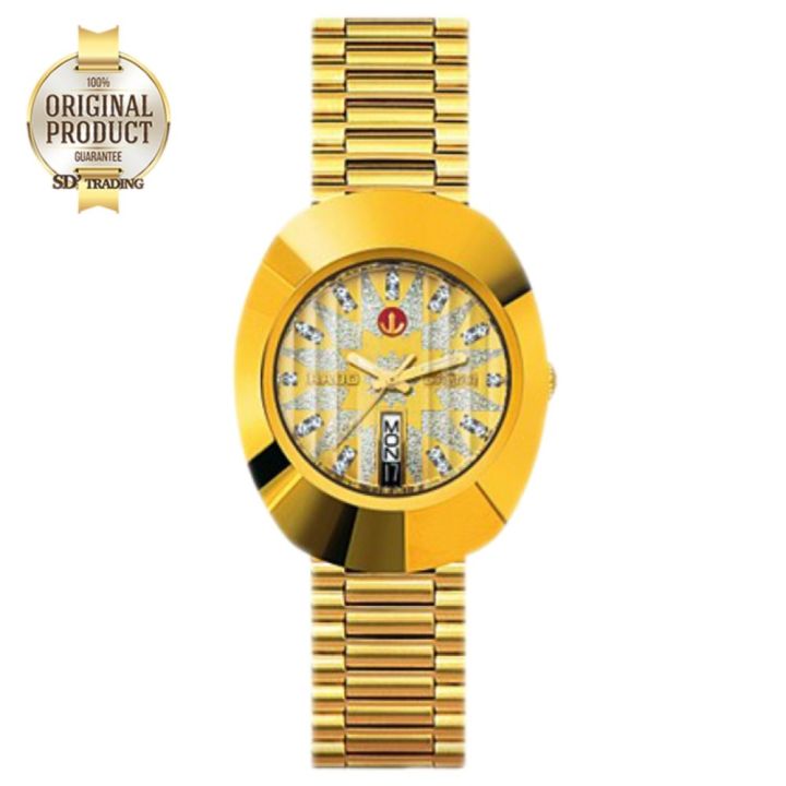 rado-diastar-นาฬิกาข้อมือผู้ชาย-nbsp-สายสแตนเลส-automatic-watch-รุ่น-r12413263-nbsp-เรือนทอง-พลอยยิบ