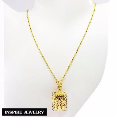 Inspire Jewelry ,ชุดเซ็ท สร้อยคอหุ้มทองแท้ 24K ขนาด 18 นิ้ว (สำหรับผู้แพ้ง่ายมาก) และ จี้ทอง ทำลาย design สวยหรู