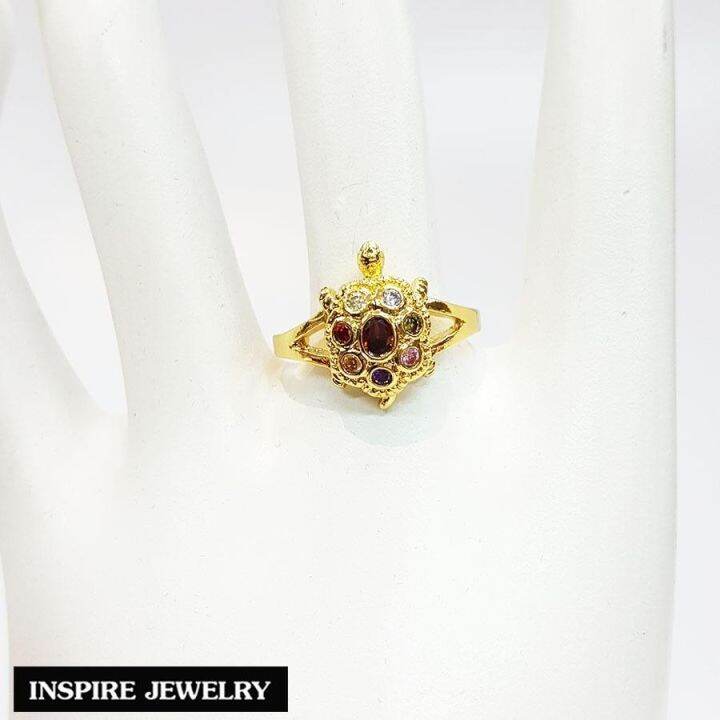 inspire-jewelry-แหวนเต่านพเก้า-ปรับขนาดได้-นำโชค-เสริมดวง-ตัวเรือนหุ้มทองแท้-100-24k