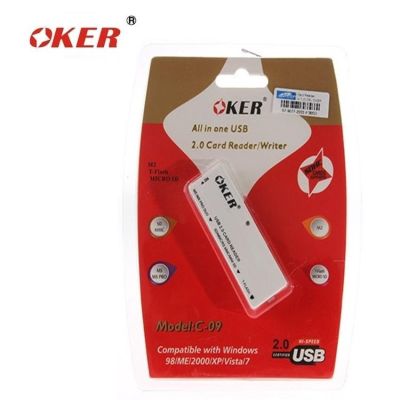 OKER การ์ดรีดเดอร์ USB 2.0 ในเครื่องเดียว C-09 (สีขาว)