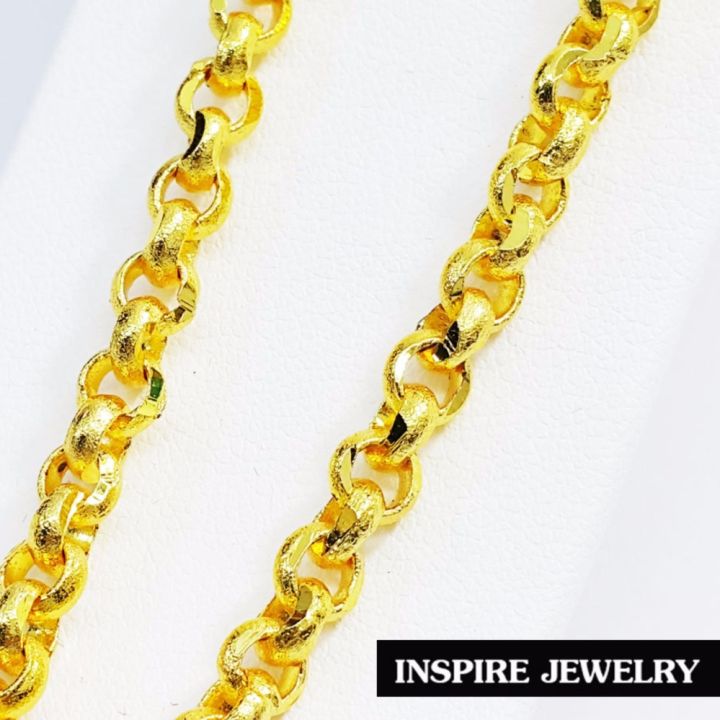 inspire-jewelry-สร้อยคอทองลายบล็อคตอกลาย-จิกเพชร-งานปราณีตแบบร้านทอง-น้ำหนัก-1-บาทกว่า-ชุบเศษทองคำแท้-ยาว-24-นิ้ว-สวมคอได้-หนัก-30-กรัม