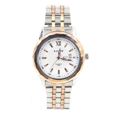 Sevenlight   Date Quartz นาฬิกาข้อมือผู้ชาย ระบบวันที่/วันสัปดาห์ - GP9224 (White/ Rose Gold)