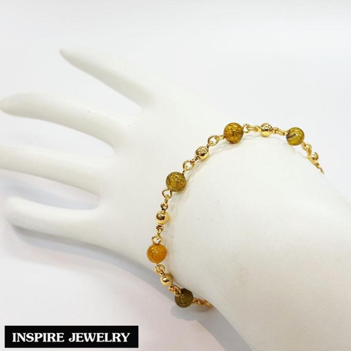 inspire-jewelry-สร้อยข้อมือหินโกเมน-และ-หินเกล็ดมังกร-ตัวสร้อยหุ้มทองแท้-24k-ขนาด-18cm-เป็นเป็นหินนำโชค-พร้อมกล่องทอง