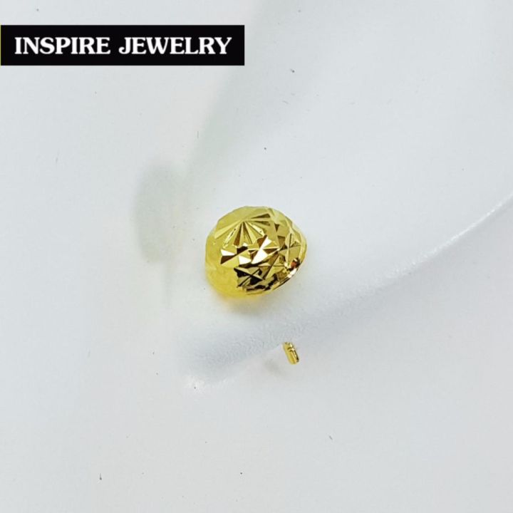 inspire-jewelry-microns-gold-24k-gold-plated-earrings-ต่างหูทองตอกลายแบบร้านทอง-งานจิวเวลลี่-ทองไมครอน-หุ้มทองแท้-100-24k-สวยหรู-ขนาด8minx8min-พร้อมถุงกำมะหยี่