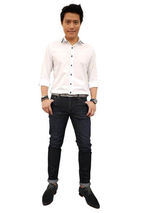 golden-zebra-jeans-กางเกงยีนส์ขาเดฟ-ผ้ายืดสีน้ำเงินเข้ม