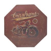 ป้ายสังกะสีแปดเหลี่ยม Trashers Motorcycle, Tribe of York Grunge, 30 cm (ปั๊มนูน)