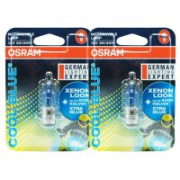 OSRAM หลอดไฟหน้า12V35W COOL BLUE สีขาวอมเหลือง 2 หลอด, หลอดไฟหน้ามอไซ OSRAM แท้ 100% แป้นเล็ก สำหรับ WAVE110i,เวฟ110i,เวฟ100/110,MIO,CLICK,FINO (2 หลอด)