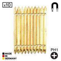 Wiha ดอกไขควง PH1 2ปลาย 10ชิ้น ยาว 110มม สีทอง Double End Screwdriver Bits รุ่น SA744131 1x100