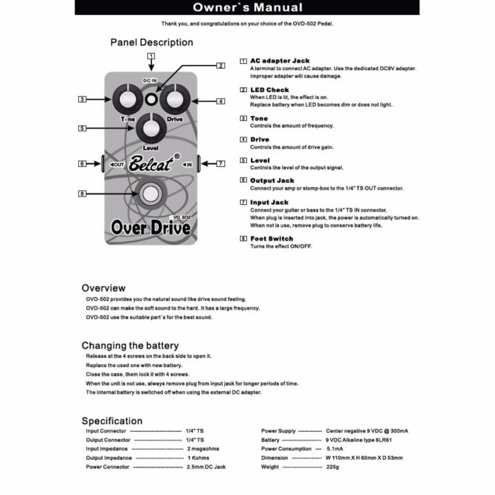 belcat-effect-guitar-เอฟเฟคกีตาร์-เสียง-overdrive-รุ่น-ovd502-แถมฟรีอแดปเตอร์-9v