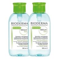 Bioderma Sebium H2O สำหรับผิวมัน ผิวผสม  ฝาปั้ม (สีเขียว 2 ขวด x 500ml.)