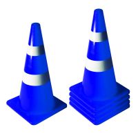 กรวยจราจร ฝึกซ้อม สูง 45 ซม. ชุด 5 อัน มีแถบคาบ (สีน้ำเงิน) / Traffic Cone