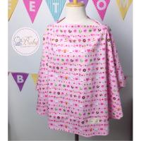 ลายมาการอง สีชมพูหวาน ผ้าคลุมให้นมแบบเต็มตัว ขนาดใหญ่ มีโครง  (Nursing cover)  ** แถมถุงผ้า **