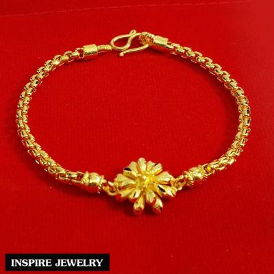 Inspire Jewelry ,สร้อยข้อมืองานDesign  ลายดอกไม้ทำลาย สวยหรู หุ้มทองแท้ 100% 24K  พร้อมถุงกำมะหยี่