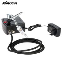 KKmoon 100-250 โวลต์ Professional ไหลลงแอร์บรัชสองหัวชุดเครื่องอัดอากาศสำหรับจิตรกรรม Art TATTOO Manicure CRAFT แบบสเปรย์ Air แปรงชุดเครื่องมือเล็บ