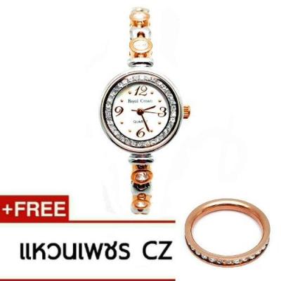 Royal Crown นาฬิกาข้อมือผู้หญิง สายสแตนเลสอย่างดี ชุบทอง รุ่น 6401-SSL (Ping Gold)