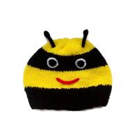 Handmade หมวกถักไหมพรมผึ้งสีดำสีเหลือง