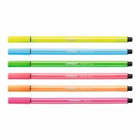 STABILO Pen 68 ปากกาสีหมึกน้ำ Neon Color Fibre-Tip Pen ชุด 6 สีสีละ 2 ด้าม