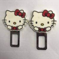 หัวเสียบเข็มขัดนิรภัยเพื่อตัดเสียงเตือน Hello Kitty โบแดง.