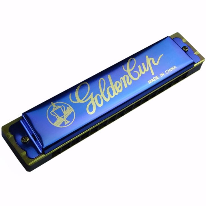 ul-ligolden-cup-ฮาร์โมนิก้า-16-ช่อง-แบบ-2-แถว-คีย์-c-รุ่น-jh016-1bl-สีน้ำเงิน-harmonica-key-c-li-ul