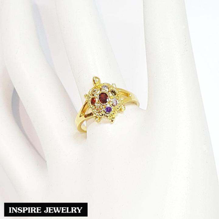 inspire-jewelry-แหวนเต่านพเก้า-ปรับขนาดได้-นำโชค-เสริมดวง-ตัวเรือนหุ้มทองแท้-100-24k