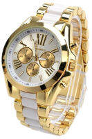 GENEVA นาฬิกาข้อมือ บอยไซส์ ใส่ได้ทั้งชายและหญิง รุ่น GP8501 (White/ Gold)  สายแสตนเลส  Luxuary