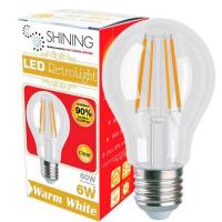 SHINING  หลอดไฟ LED Filament RetroLight 6 วัตต์/Watt แสงวอร์มไวท์ ขั้ว E27 หลอดไฟโตชิบา Toshiba Lighting