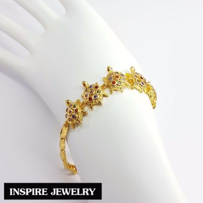 Inspire Jewelry ,สร้อยข้อมือเต่านพเก้า ตัวเรือนหุ้มทองแท้ 100% 24K  Size 17 CM  พรเก้าประการ นำโชค เสริมดวง