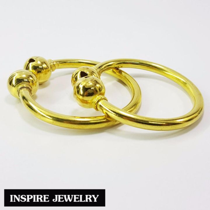 inspire-jewelry-กำไลข้อเท้าเด็ก-กระพรวนคู่โบราณ-ทองเหลืองอร่าม-กลมเกลี้ยง-ใช้งานดีและทนมาก-ขนาด-4-8-5-5cm-ประมาณ-3-เดือน-2-ขวบ