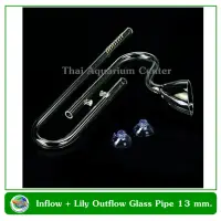 ท่อแก้วนำน้ำเข้า + ท่อน้ำออก ทรงดอกลิลลี่ ขนาด 13 มม. Lily Outflow Inflow Glass Pipe 13 mm ต่อจากกรองนอกตู้