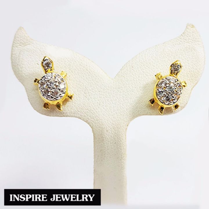 inspire-jewelry-ชุดเซ็ท-ต่างหูเต่าฝังเพชร-จี้เต่าฝังเพชร-และสร้อยคอทอง-พร้อมกล่องกำมะหยี่-สวยหรู-นำโชค-เสริมดวง