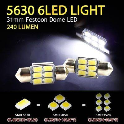 2 ชิ้น 31 มิลลิเมตร 12 โวลต์ 5630 6 SMD AU CANbus พู่ห้อยรถภายในโดมหลอดไฟ - นานาชาติ