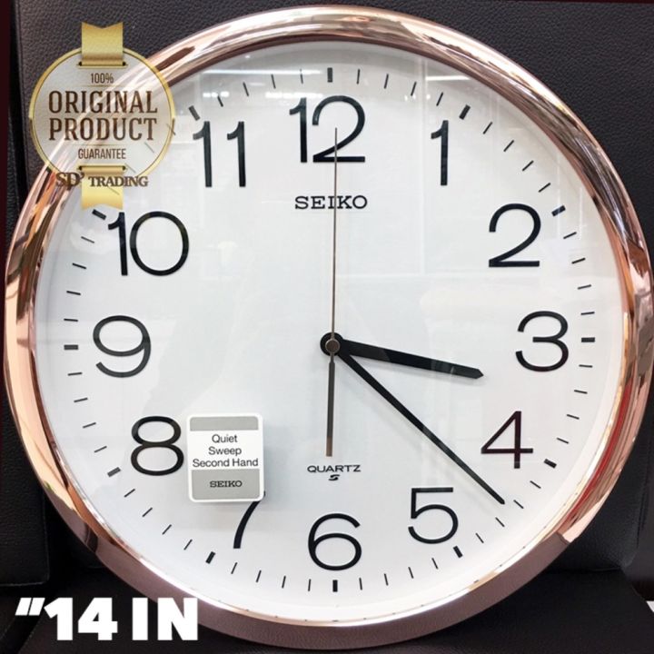 seiko-นาฬิกาแขวน-14นิ้ว-ขอบpinkgoldหน้าขาวรุ่น-paa020f