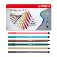 STABILO Aquacolor สีไม้ กล่องเหล็ก ชุด 36 สี + STABILO Pen 68 ปากกาหมึกน้ำ หัวสักหลาด 6 สี สีละ 1 ด้าม
