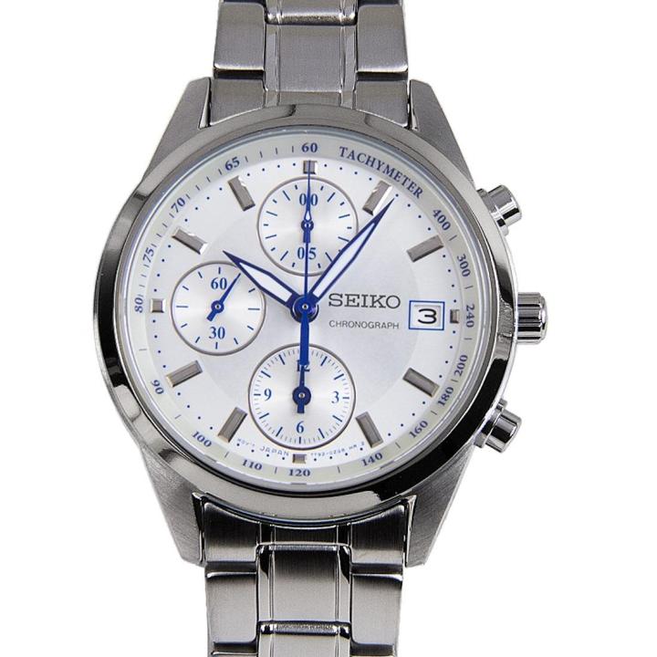 seiko-นาฬิกาผู้หญิง-chronograph-quartz-sndv51p1-silver