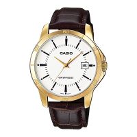 นาฬิกา รุ่น Casio นาฬิกาข้อมือ ผู้ชาย สายหนังสีน้ำตาล รุ่น MTP-V004GL-7A ( White/Brown ) จากร้าน MIN WATCH