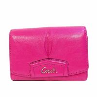 COACH Ashley Leather Compact Clutch สีชมพู