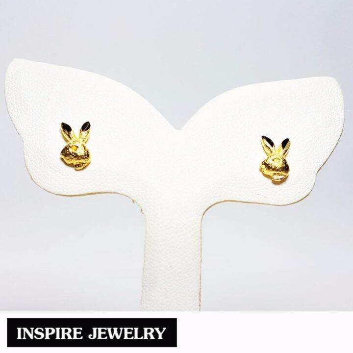 inspire-jewelry-ต่างหูกระต่าย-bunny-หุ้มทองแท้-100-24k