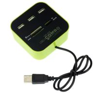 igootech New 3 Port HUB+USB 2.0 Memory Card Reader Combo For PC Laptop Green