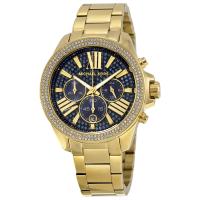 นาฬิกาข้อมือผู้หญิง Michael Kors Wren Chronograph Blue Crystal Pave Gold-tone Ladies Watch MK6291