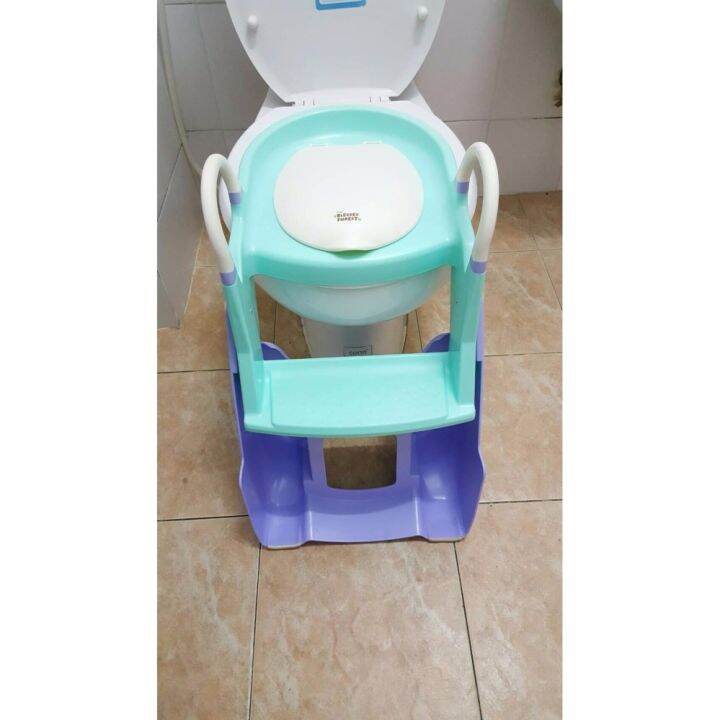 2-in-1-potty-trainer-ที่นั่งรองชักโครกมีบันได-กระโถน-สีม่วงเขียว-พรีเมี่ยมเกรด-รุ่นน้องเป่าเปา