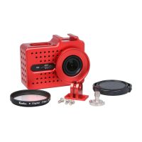 TECHGADGET เคสอลูมิเนี่ยม Xiaomi Yi4K Yi2 CNC DRAGON  ALUMINUM HOUSING + UV LENS (RED)