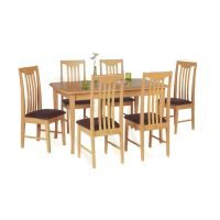 Raminthra Furniture Dining Table ชุดโต๊ะอาหารไม้ยาง 6 ที่นั่ง สี ธรรมชาติ รุ่น NPT102BE