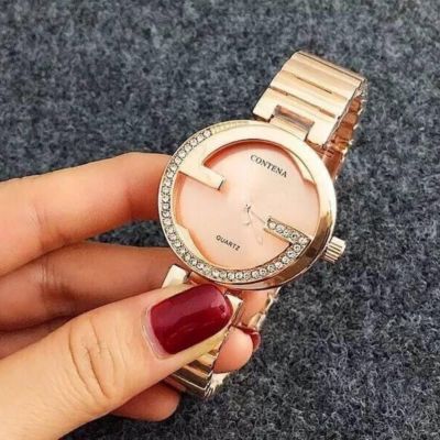 [ราคาพิเศษโละสต็อก!คละสีส่ง]Contena นาฬิกาข้อมือผู้หญิง รุ่น WP8522 (Pink  Gold) แถมซองนาฬิกาสุดหรู