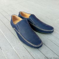 Pbshoe รองเท้าหนังแฟชั่นผู้ชาย PB167 - Navy