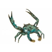 THAI BRONZE รูปปั้นทองเหลือง  ( BRONZE )  BLUE CRAB  รมสีพิเศษ สีฟ้า