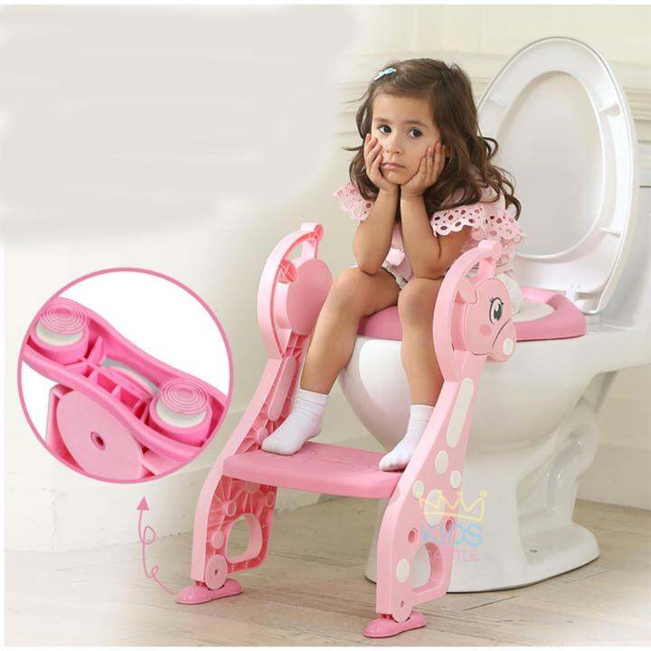 kids-castle-บันไดขึ้นขึ้นชักโครกฝารองนั่งชักโครกสำหรับเด็กน้องยีราฟ-baby-step-toilet-seat-giraffe