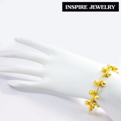 Inspire Jewelry ,สร้อยข้อมืองานDesign  ลายเถาวัลย์ หุ้มทองแท้ 100% 24K งานจิวเวลรี่ งานร้านทอง พร้อมถุงกำมะหยี่